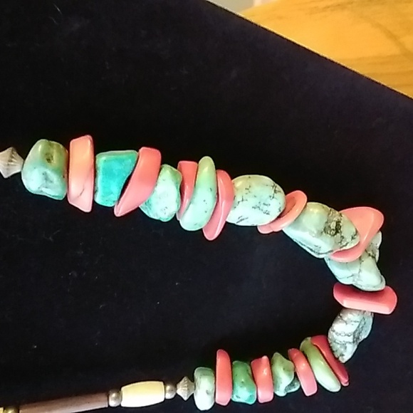 Genuine Turquoise And Red Coral Choker - Picture 6 of 6